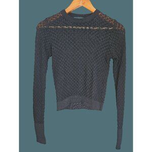 Zara Women's Black Open Knit Sweater Size M Long Sleeve Textured Bodycon